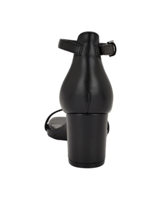 Nolene Ankle Strap Square-Toe Block Heel Sandals