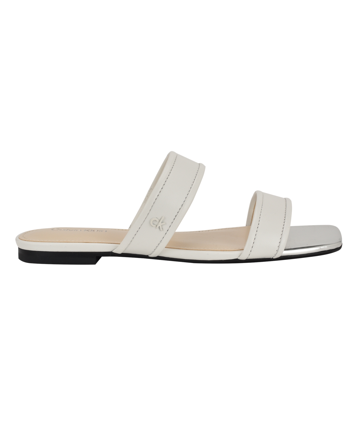 Calvin Klein Felisa Two-strap Sandal In White Leather