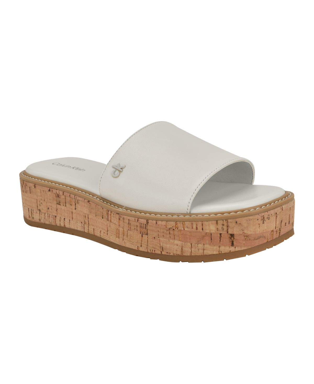 Calvin Klein Women's Arzelia Single Band Platform Slip-on Sandals In White Smooth