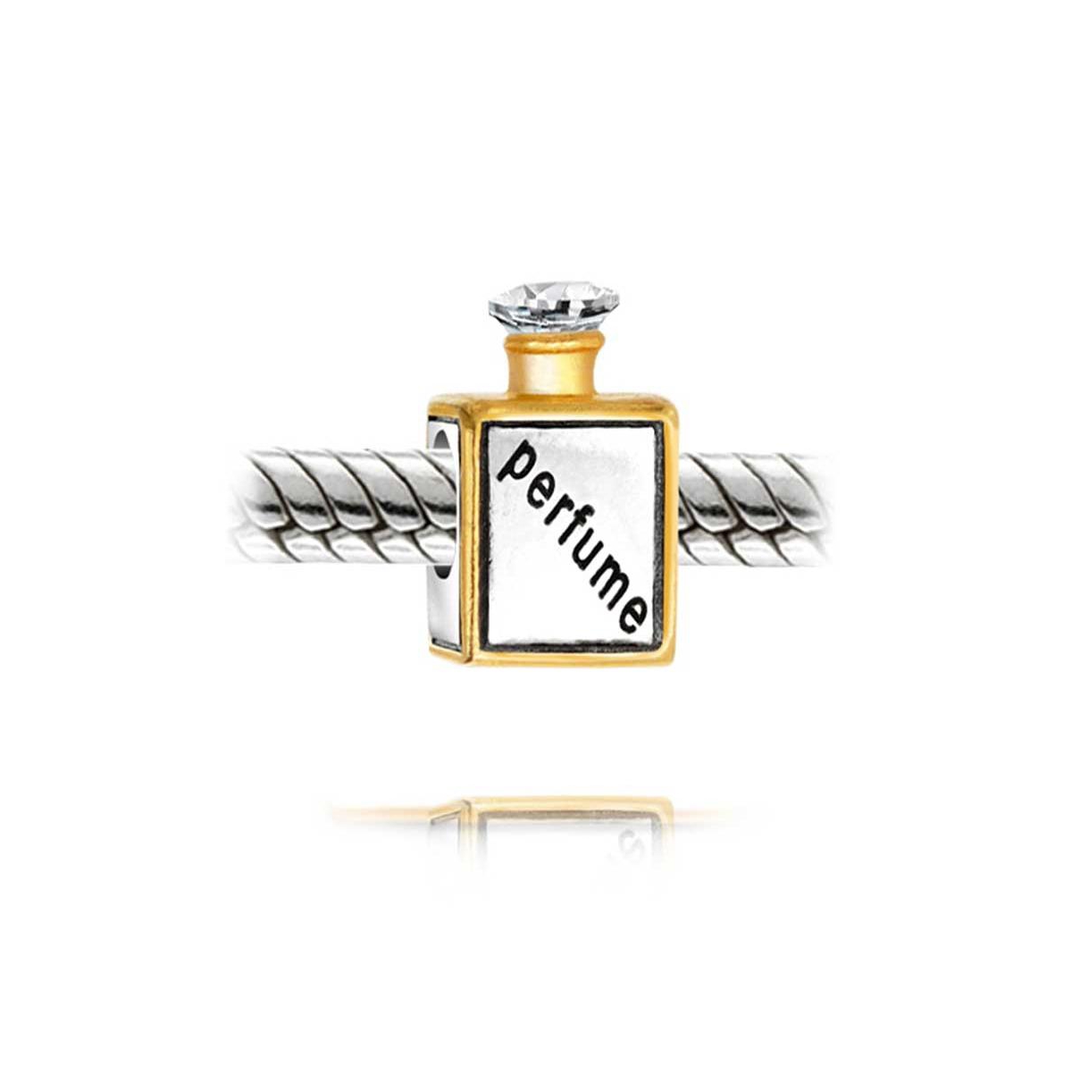 Bling Jewelry Crystal Bead Charm Two Tone 14K Gold Perfume Bottle European Bracelet