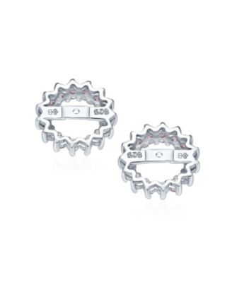 Removable CZ Halo Earring Jackets for Studs Gold Plated Sterling Silver