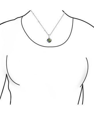 2CTW Black Mystic Rainbow CZ Solitaire Pendant Necklace in Sterling Silver