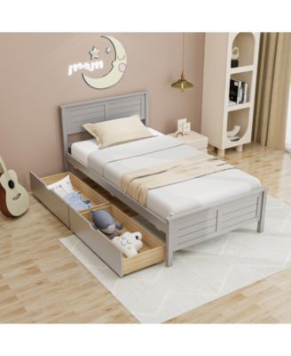 Twin Size Bed Frame with Storage Drawers