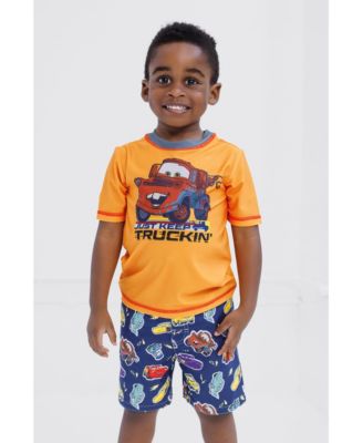 Little Boys Disney Pixar Lightning McQueen Rash Guard and Swim Trunks Outfit Set