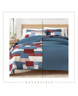 All Season 3 Piece Americana Stitched Quilt Set with Shams