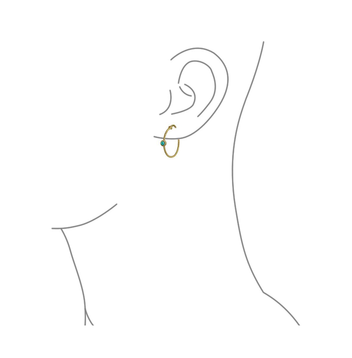Bling Jewelry Twisted Cable Hoop Huggie Earrings Stabilized Turquoise Gold Plated Sterling Silver