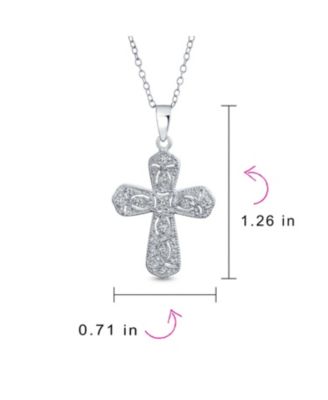 Elegant Necklace with Cubic Zirconia Cross Pendant in Sterling Silver