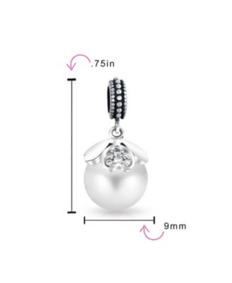  Heart Cap Pearl Dangle Charm Bead Sterling Silver European Bracelet