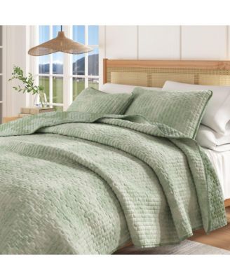 Cotton Stitched Reversible Floral 3 Piece Quilt and Sham Set