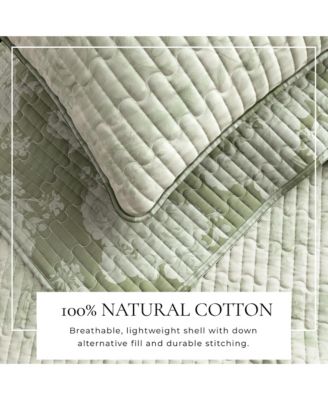 Cotton Stitched Reversible Floral 3 Piece Quilt and Sham Set