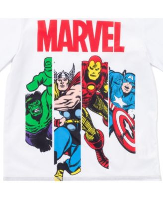 Boys Marvel Spider-Man Captain America Hulk Iron Man Pullover Rash Guard & Swim Trunks Outfit Set to