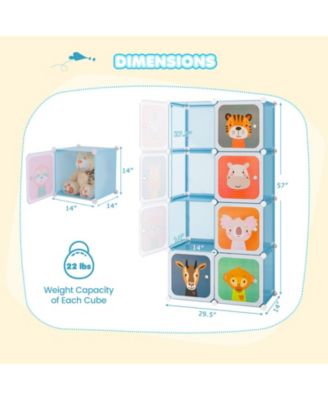 8-Cube Kids Wardrobe Closet with Clothes Hanging Section and Doors