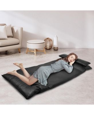 Foldable PU Leather Leisure Floor Sofa Bed with 2 Pillows
