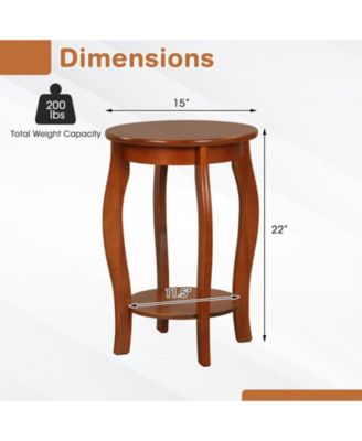 15 Inch 2-Tier Round End Table with Storage Shelf