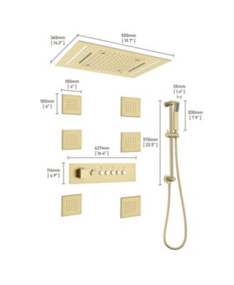 LED Lights, Body Jets and Slide Bar Thermostatic Flush Ceiling Mounted Complete Shower System