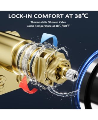 LED Lights, Body Jets and Slide Bar Thermostatic Flush Ceiling Mounted Complete Shower System