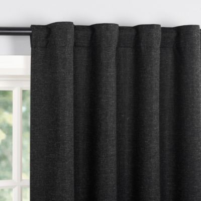 Treviso Linen Blend Magnetic Closure 100% Blackout Back Tab Curtain Panel