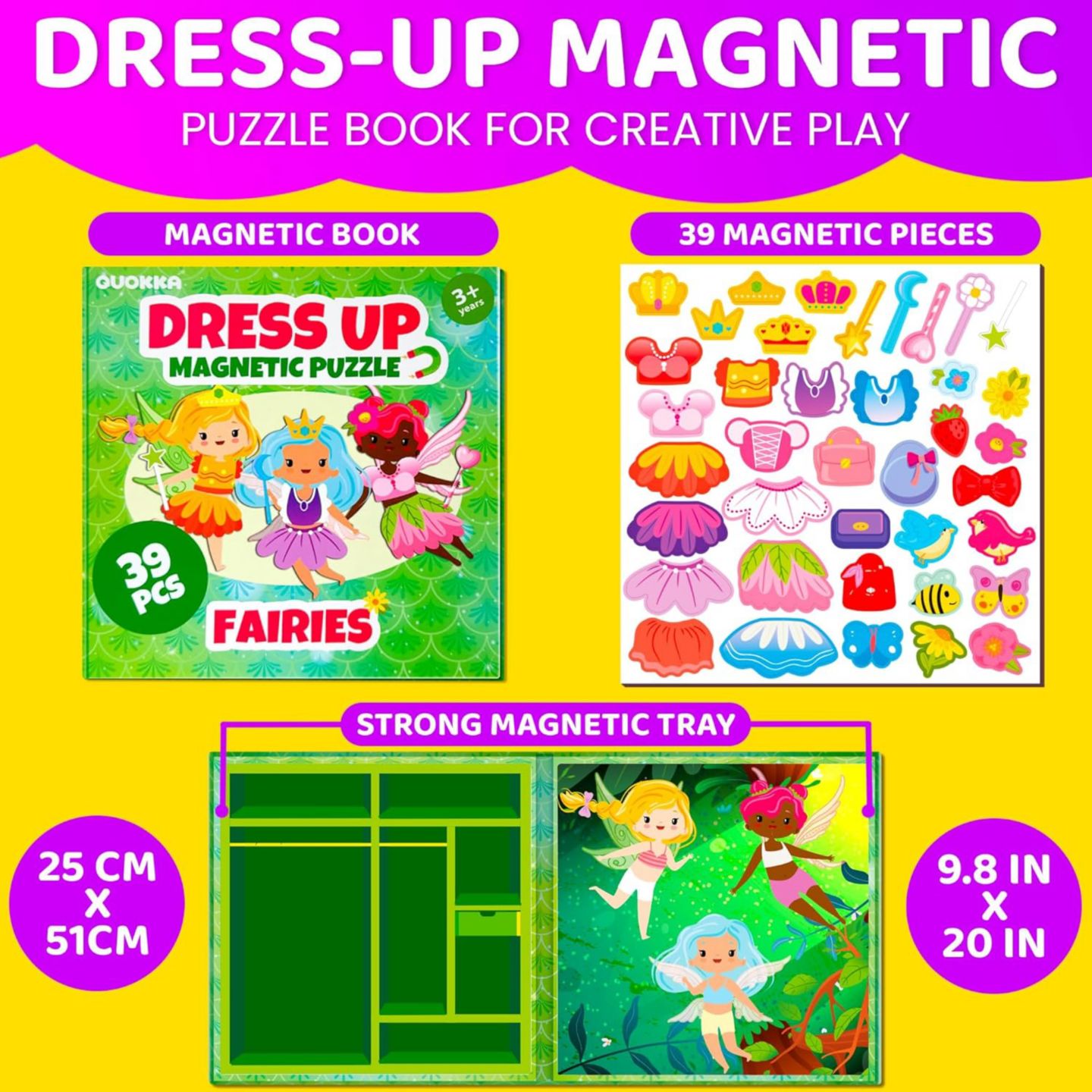Детские куклы Quokka Mermaids Magnetic Dress-Up Dolls, 35-Piece Set, Ages 3+, цвет: Fairytale — фото 2