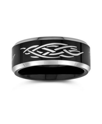 Laser Etched Catholic Religious Black Christ Thorn Titanium Band Ring Comfort Fit