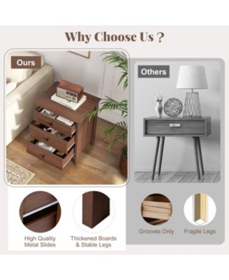 3-Drawer Nightstand with Wooden Finish for Bedroom