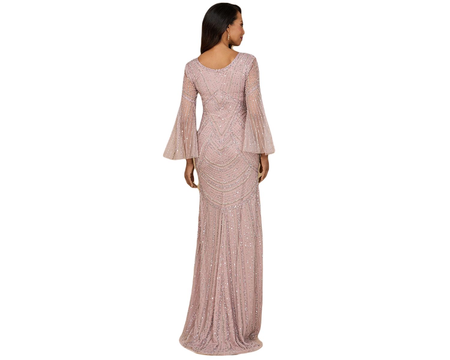Women's Long Sleeve Beaded Gown