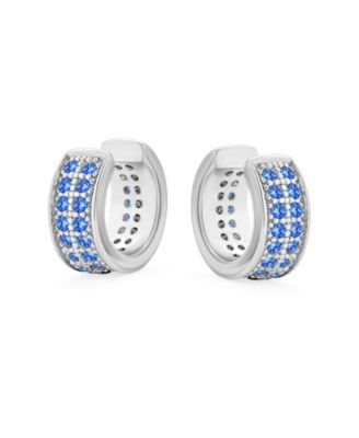 Simple Two Tone Cubic Zirconia Pave CZ One or Two Row Band Ear Cuffs Wrap Cartilage Earrings .925 Sterling