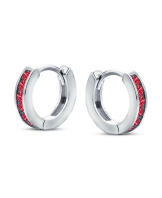 Delicate Tiny CZ Channel Set Huggie Cubic Zirconia Hoop Earrings Sterling Silver