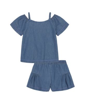 Toddler and Little Girls 2-Piece Denim Top and Skort Set