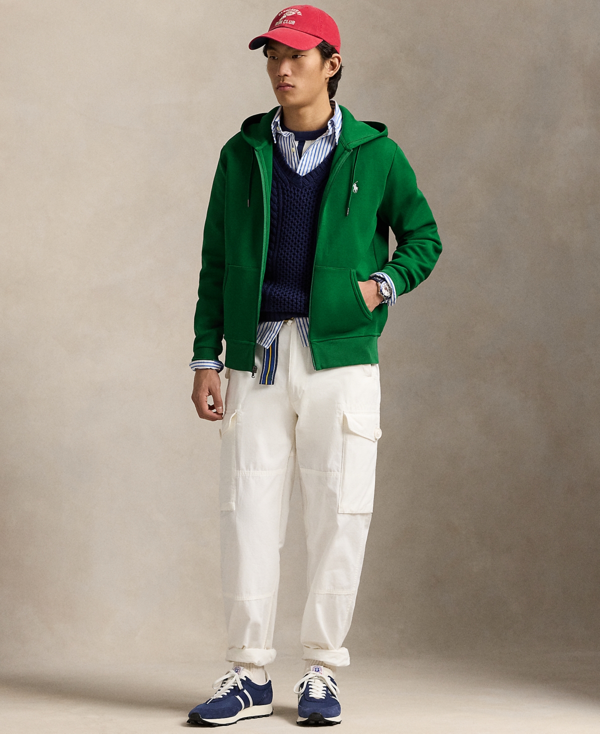 Polo Ralph Lauren Double-knit Zip-up Hoodie In Green