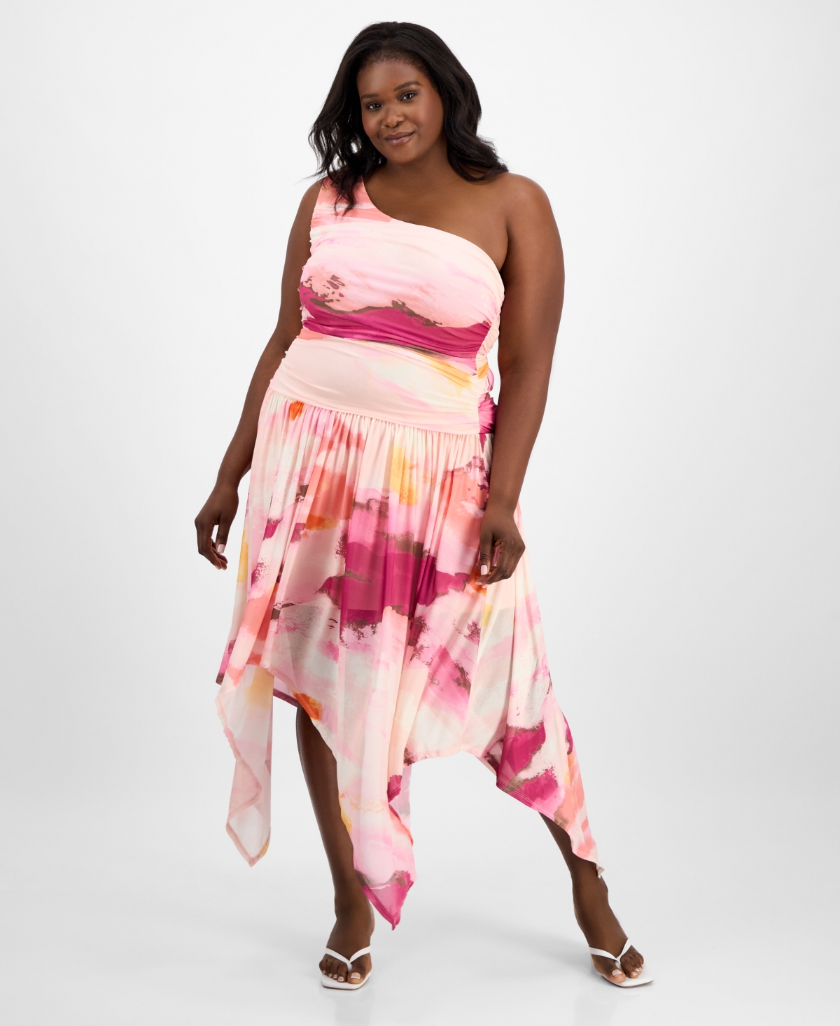 Bar Iii Trendy Plus Size Asymmetrical One-shoulder Dress, Exclusively At Macy's