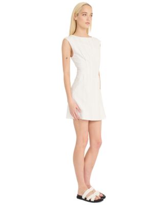 Women's Solid Boat-Neck Cap-Sleeve Mini Dress