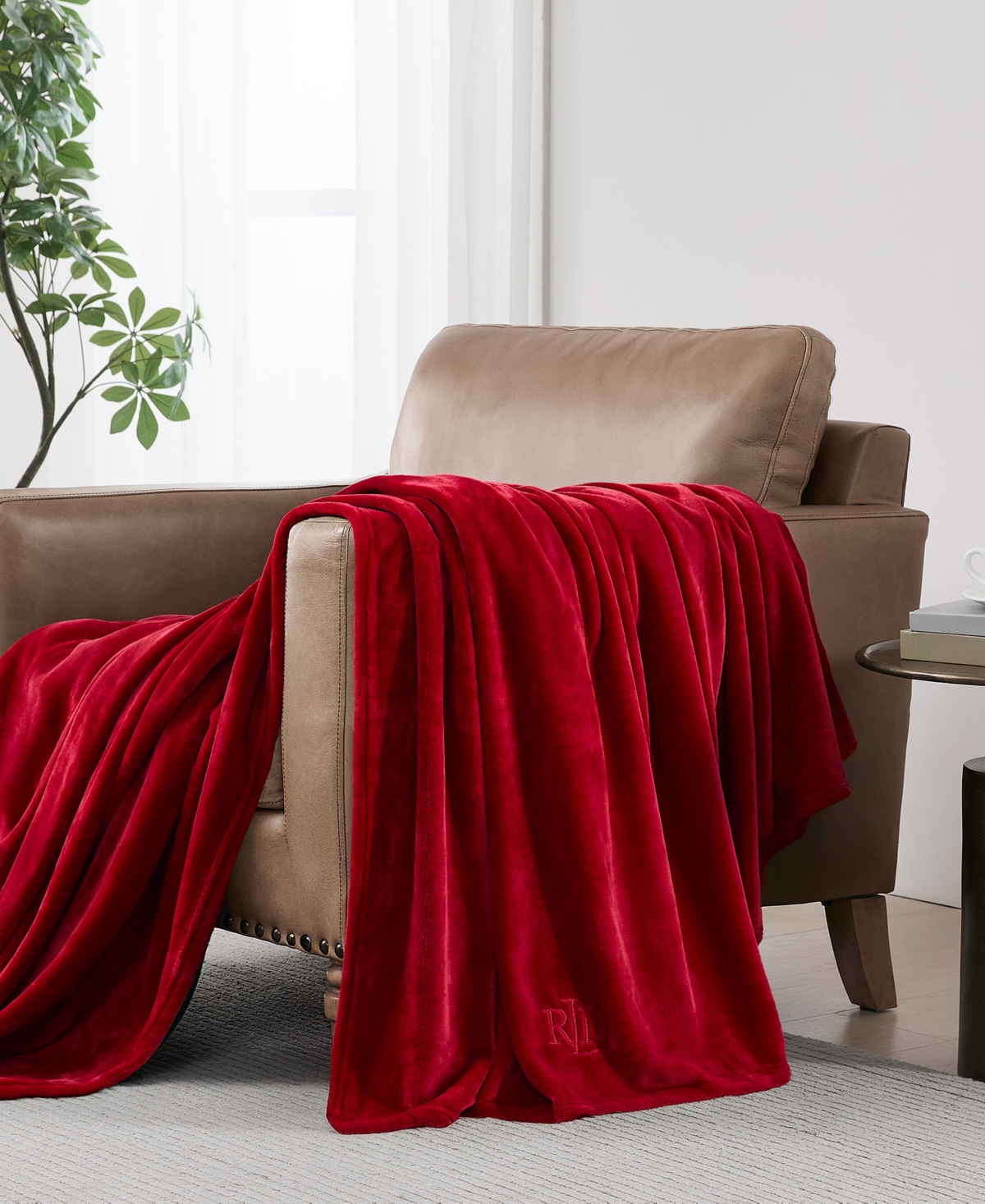 Ralph Lauren Micromink Plush Blanket, Full/queen In Red