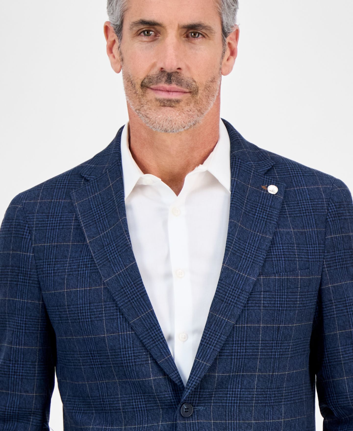 Мужской пиджак Tom Baine Slim-Fit Plaid Stretch Sport Coat, цвет: Синий — фото 3