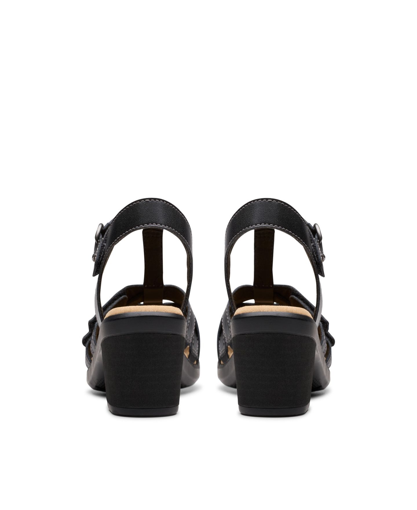 Женские сандалии Clarks Emily2 Rose Leather Block Heel, цвет: Чёрный кожаный — фото 3