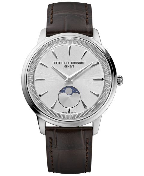 Мужские часы Frederique Constant Swiss Moneta Moonphase Brown Leather Strap Watch 37mm