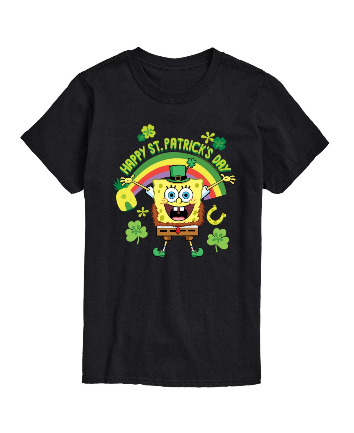 Airwaves Men's Spongebob Squarepants St Patrick's Day Short Sleeve T-shirt In Black