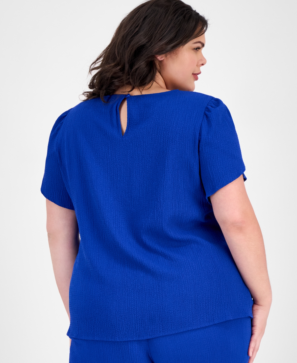 Ak Anne Klein Plus Size Gathered Tulip-sleeve Top