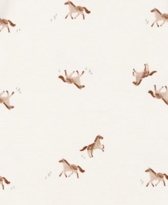 Baby Girls Floral Horses Short-Sleeve Cotton Bodysuits, 5 Pack 