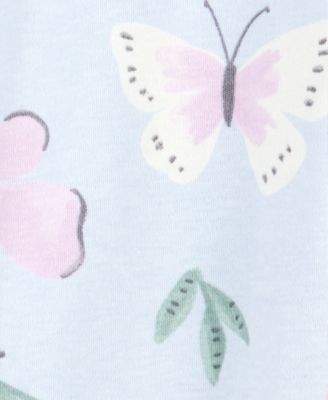 Baby Girls Butterfly 2-Way-Zipper Cotton Sleep and Play Footed Coverall