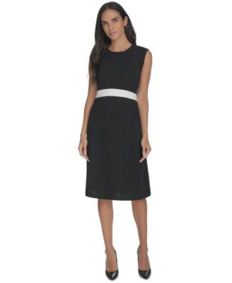 Calvin Klein - Women's Jewel-Neck Sleeveless A-Line Dress