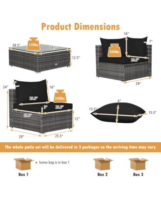 7PCS Patio Rattan Sectional Sofa Set Outdoor Furniture Set w/ Cushions