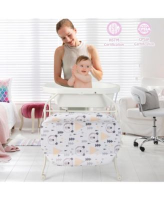 Folding Baby Changing Table with Bathtub and 4 Universal Wheels