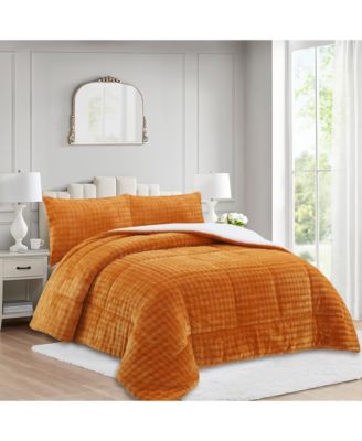 Soft Flannel Bubble Comforter Set, 3-Piece Comforter Set – Fluffy Ultra Cozy, Warm, and Plush Bubble Comforter with 2 Pillowcase, Queen Size