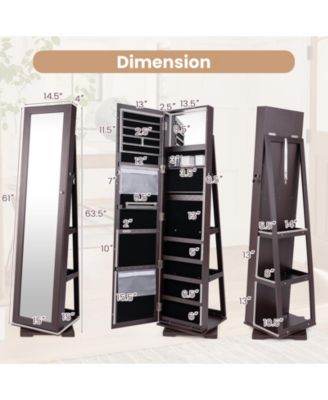 360° Rotatable 2-in-1 Lockable Jewelry Cabinet with Full-Length Mirror