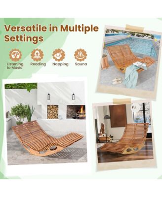 Outdoor Double Chaise Lounge for 2 with High Back Slatted Seat Stopper for Patio