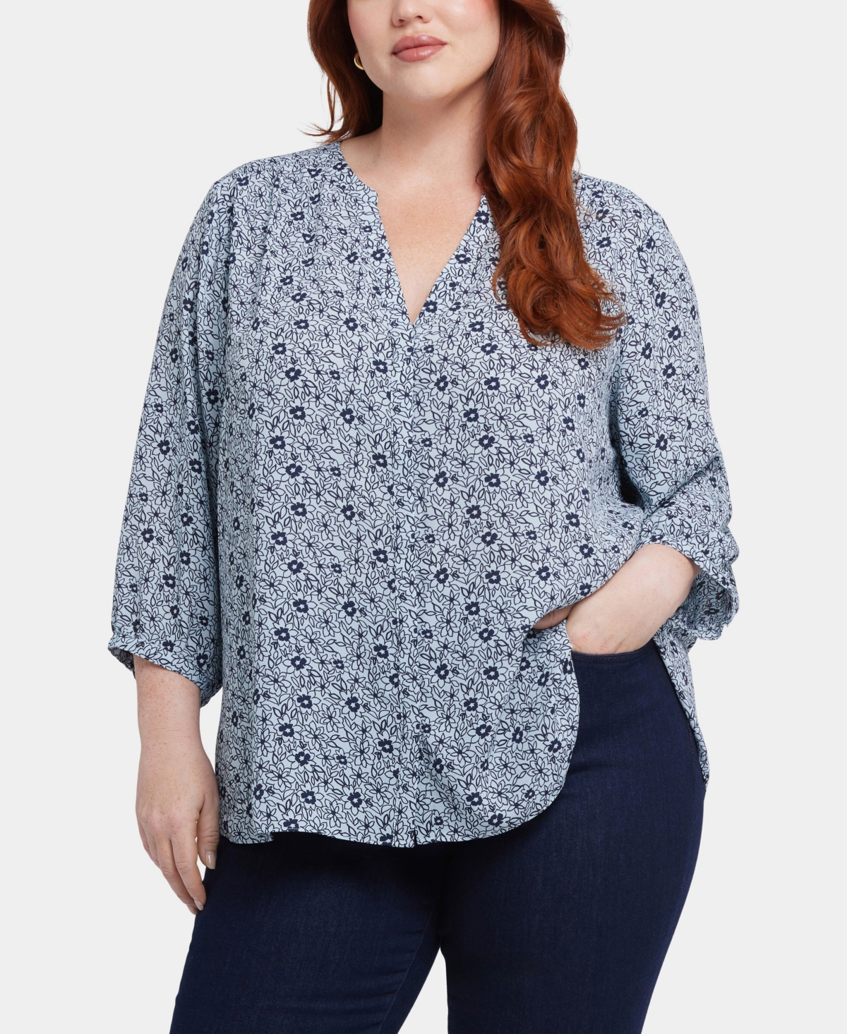 Nydj Semisheer Pintuck Blouse In Cora Creek