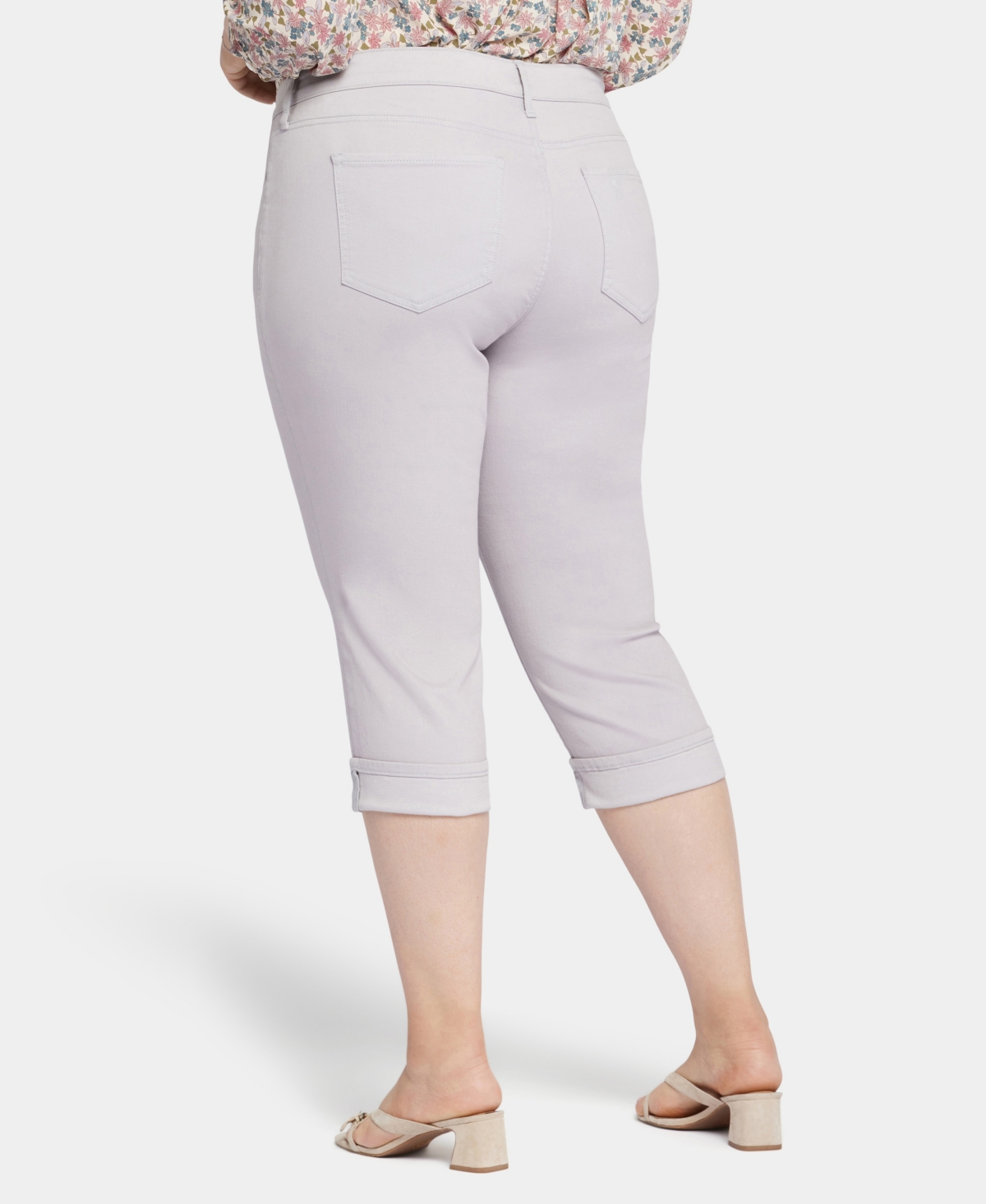 Nydj Plus Size Marilyn Straight Crop Cuff Jeans In Cultivated Pearl Gray