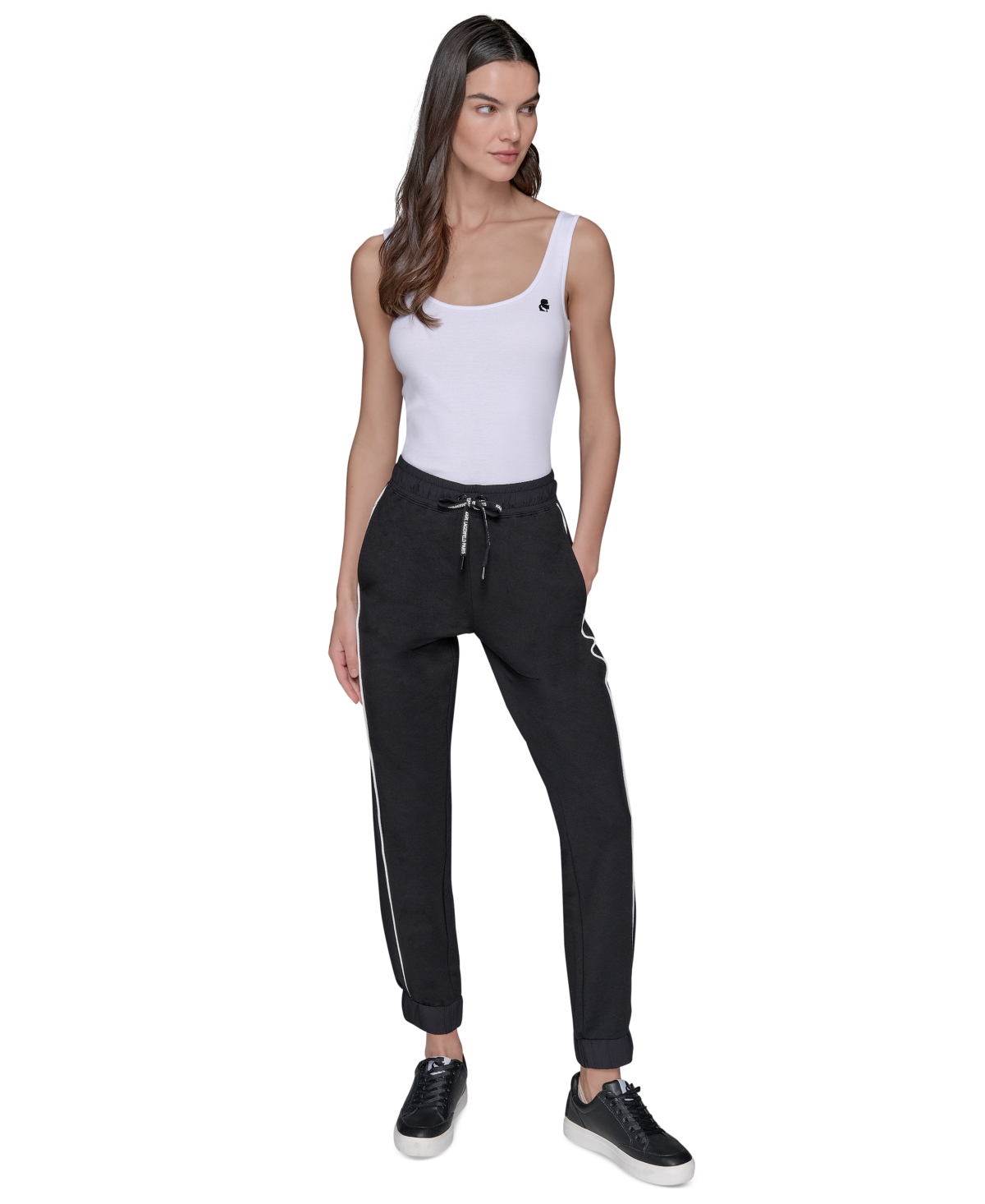 Karl Lagerfeld Women's Colorblocked Jogger Pants In Black