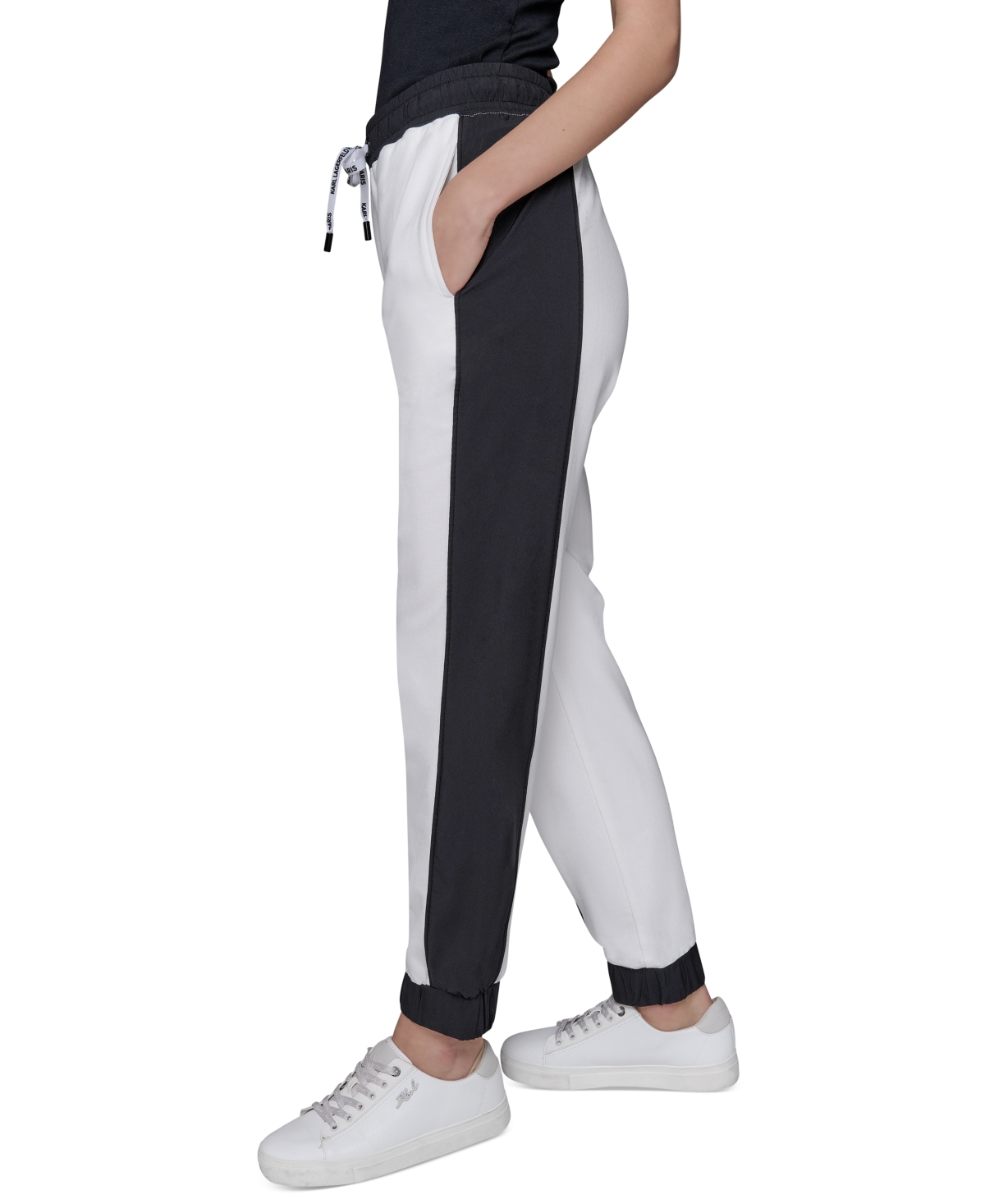 Karl Lagerfeld Women's Colorblocked Jogger Pants In White
