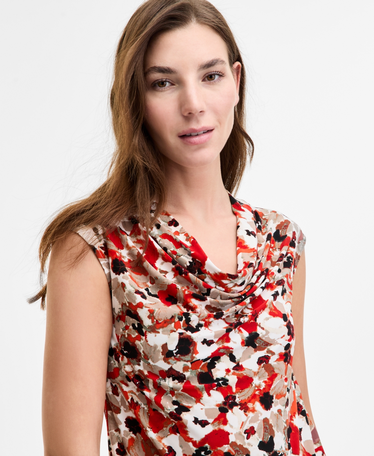 Kasper Women's Printed Cowlneck Top, Regular & Petite